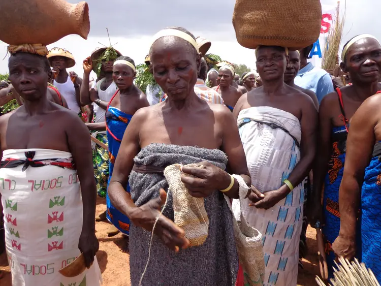 Old Mwaghavul women with artifacts 